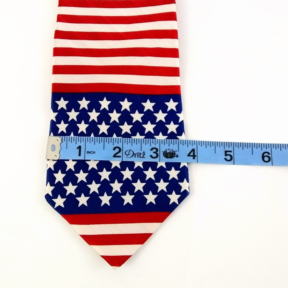 American Tradition Men's Red White Blue Flag Tie - Picture 3 of 6